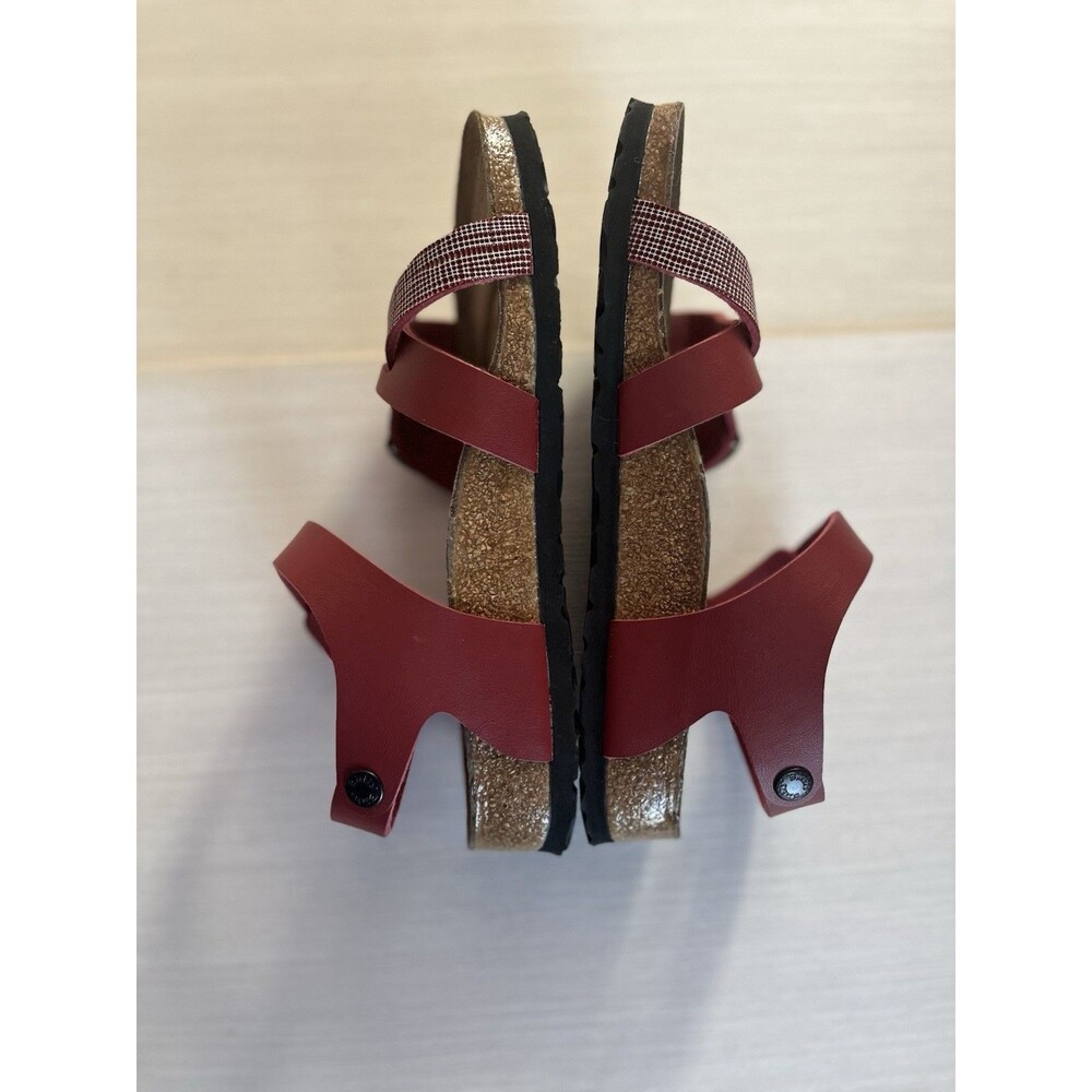 BIRKI'S by Birkenstock US 6.5 EU 37 Sandals Lillie Red Plaid Birko Flor Buckle - Picture 4 of 7